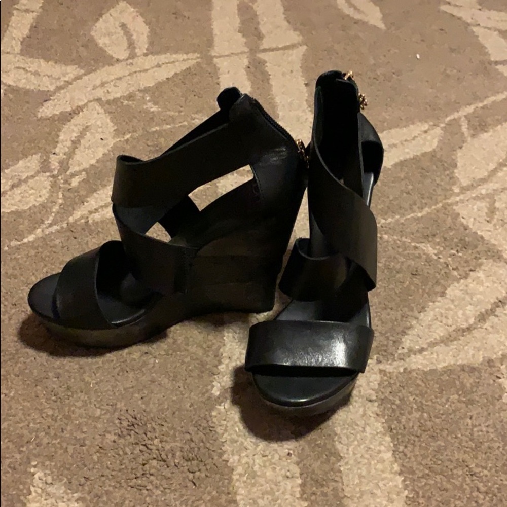 Black high heel wedges